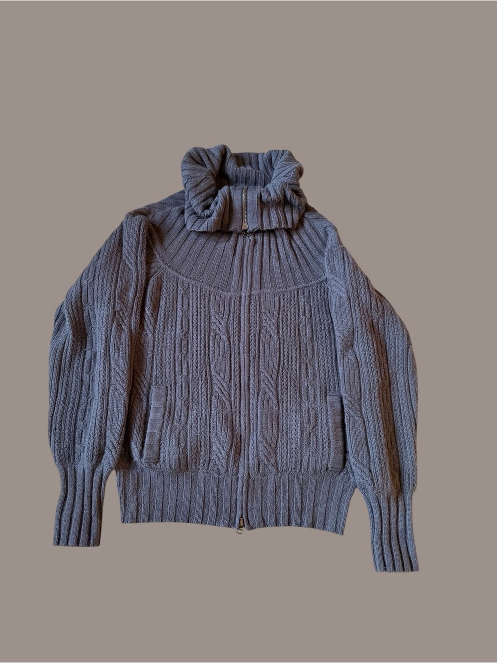 Stella McCartney Cashmere Blend Cable Knit Zip Sweater Jacket Italy Grey L/XL - Picture 8 of 8